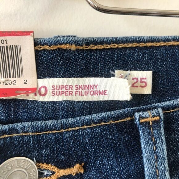 Nwt-710 Super Skinny Darkish with flecks Wash Mid-Rise Jeans - Picture 5 of 8